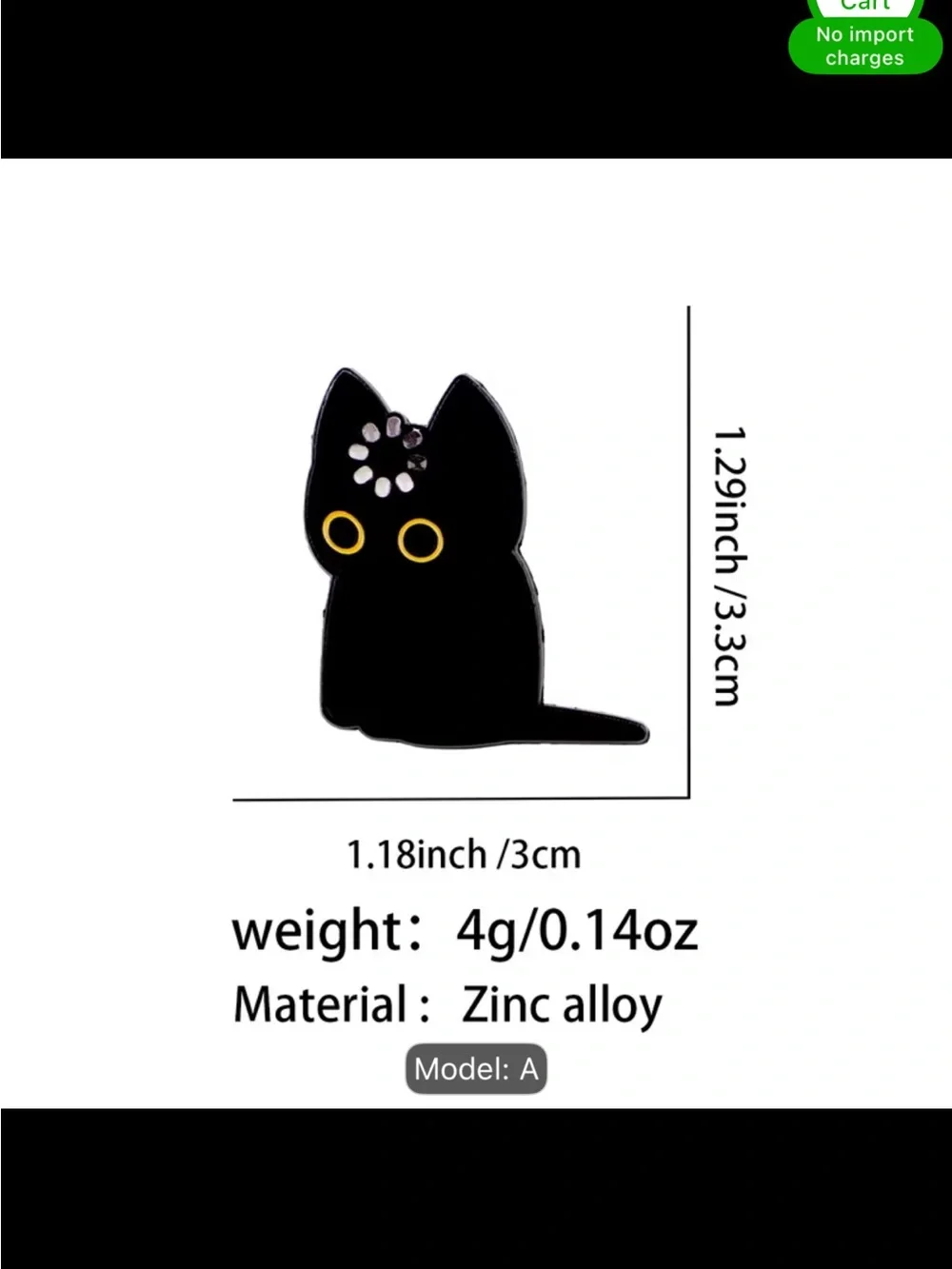 Black Cat Enamel Pin - Cute Yellow-Eyed Cat Accent